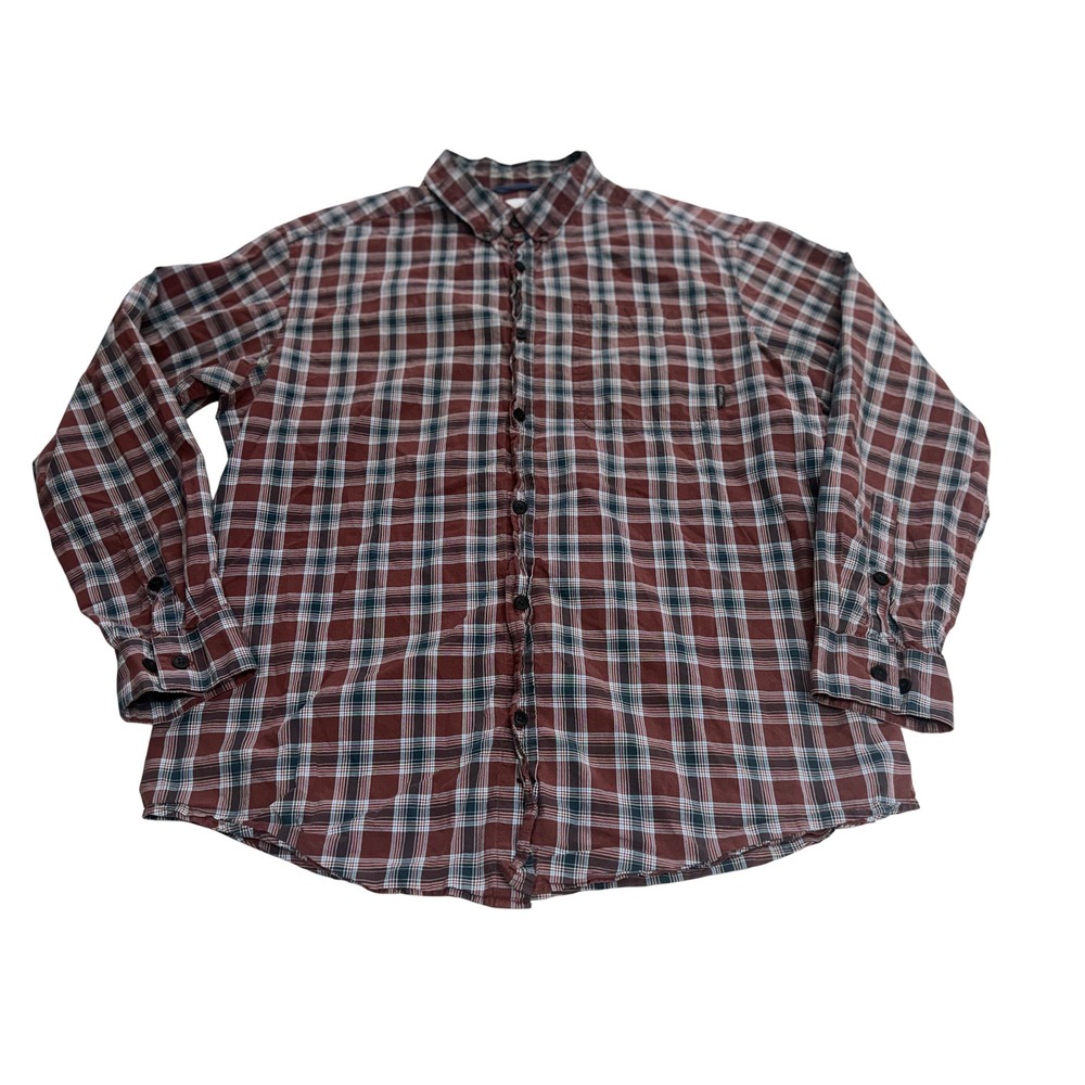 Columbia Shirt Plaid Red Long Sleeve Button Up Casual Outdoors Hiking Large Mens